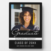 Modernes Schwarz/Weiß 2025 Abschluss Foto Fotoplatte (Vorderseite)