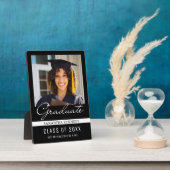 Modernes Schwarz/Weiß 2025 Abschluss Foto Fotoplatte (Seite)