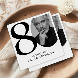 Modernes Schwarz & Weiß 80. Foto Geburtstag Serviette