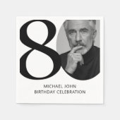 Modernes Schwarz & Weiß 80. Foto Geburtstag Serviette (Vorderseite)