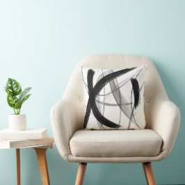 Modernes Schwarz/Weiß-abstrakt Kissen