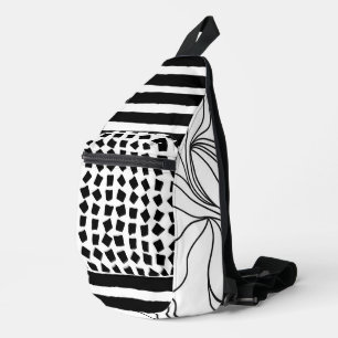 "Modernes Schwarz/Weiß Abstrakt" Schneidebeutel Crossbody Bag