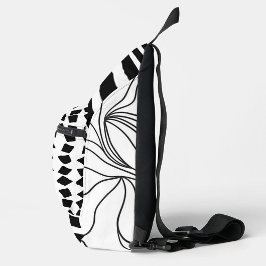 "Modernes Schwarz/Weiß Abstrakt" Schneidebeutel Crossbody Bag (Rechts)