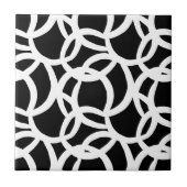 Modernes Schwarz-Weiß-Abstraktes Muster Fliese (Vorderseite)