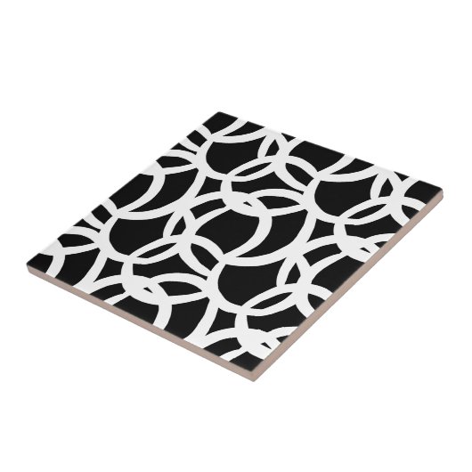 Modernes Schwarz-Weiß-Abstraktes Muster Fliese (Seite)