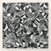 Modernes Schwarz-Weiß-Abstraktes Muster Glasuntersetzer (Vorderseite)