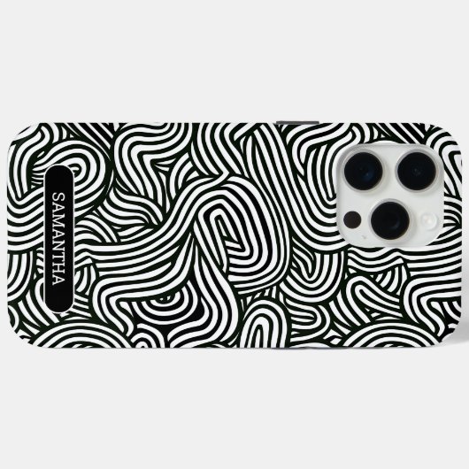 Modernes Schwarz-Weiß-Abstraktes Muster mit Name Case-Mate iPhone Hülle (Rückseite (Horizontal))