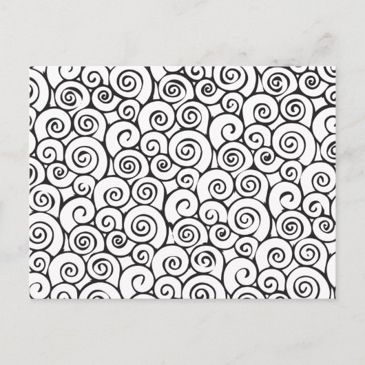 Modernes Schwarz-Weiß-Abstraktes Wirbles Muster Postkarte (Vorderseite)