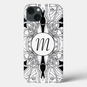 Modernes Schwarz-Weiß-Artwork-Design mit Monogramm Case-Mate iPhone Hülle