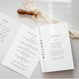 Modernes Schwarz-Weiß-Bar Mitzvah-Booklet geklappt Programm