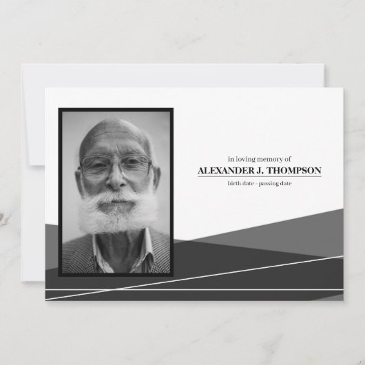 Modernes Schwarz-Weiß-Beerdigung für das liebende Dankeskarte (Vorderseite)