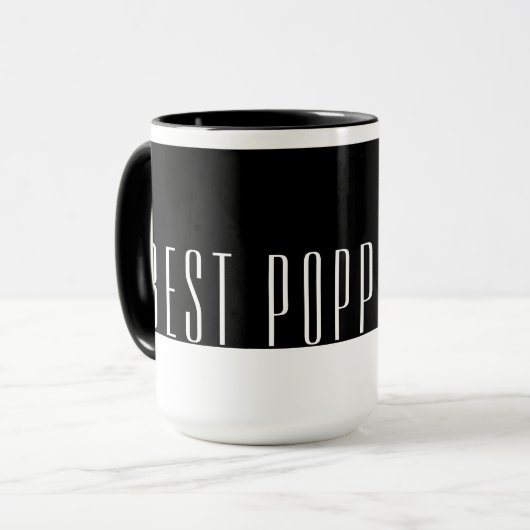 Modernes Schwarz & Weiß Bestes POPPY für alle Zeit Tasse (Vorderseite Links)