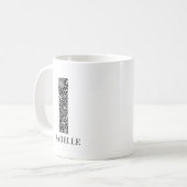 Modernes Schwarz-Weiß-Blau-Vorzeichen I und Name Kaffeetasse (Vorderseite Links)
