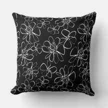 Modernes Schwarz-Weiß-Blumen-Sofa Kissen