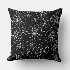 Modernes Schwarz-Weiß-Blumen-Sofa Kissen