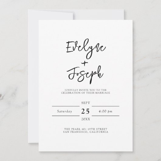 Modernes Schwarz & Weiß Boho auf einer Hochzeit Einladung (Vorderseite)