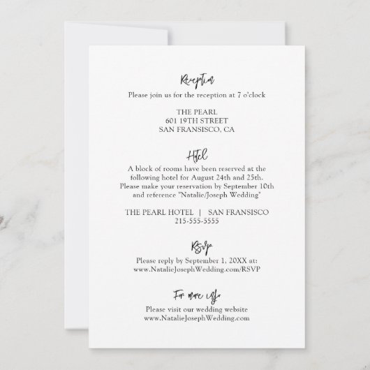 Modernes Schwarz & Weiß Boho auf einer Hochzeit Einladung (Rückseite)