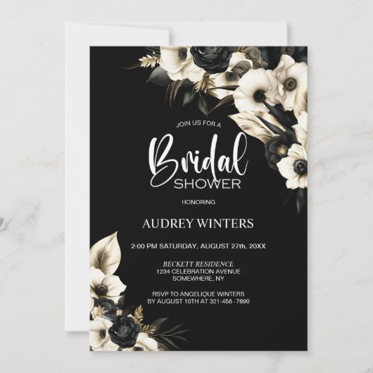 Modernes Schwarz-Weiß-Brautparty Einladung (Vorderseite)