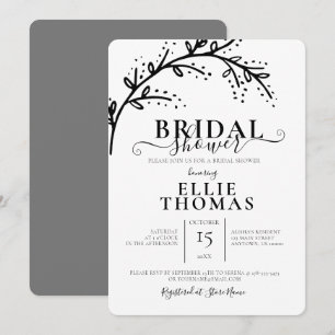 Modernes Schwarz-Weiß-Brautparty Einladung