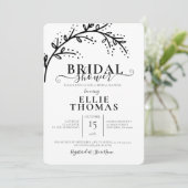 Modernes Schwarz-Weiß-Brautparty Einladung (Stehend Vorderseite)