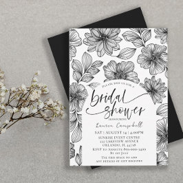 Modernes Schwarz-Weiß-Brautparty Einladung