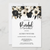 Modernes Schwarz-Weiß-Brautparty Einladung (Vorderseite)