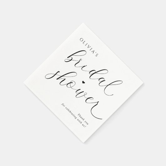 Modernes Schwarz-Weiß-Brautparty Serviette (Ecke)