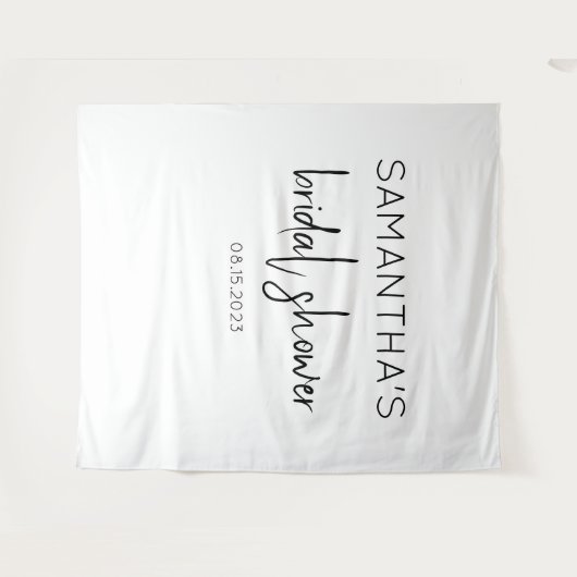 Modernes Schwarz-Weiß-Brautparty Wandteppich (Vorderseite (Horizontal))