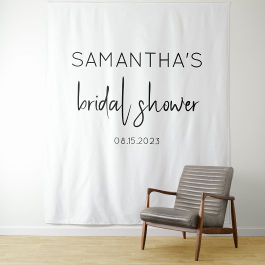 Modernes Schwarz-Weiß-Brautparty Wandteppich (Beispiel)