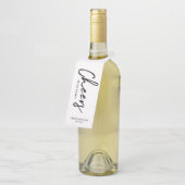 Modernes Schwarz-Weiß-Brush Lettering Cheting Part Flaschenanhänger (Angewinkelt)