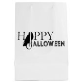 Modernes Schwarz-Weiß-Chic-Adult Halloween Mittlere Geschenktüte (Rückseite)