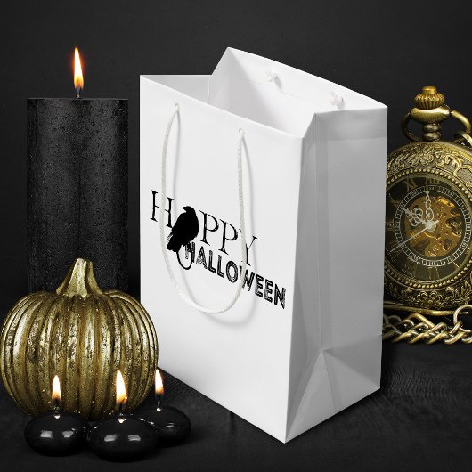 Modernes Schwarz-Weiß-Chic-Adult Halloween Mittlere Geschenktüte