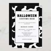 Modernes Schwarz-Weiß-Cow Print Kostüm Halloween Einladung (Vorne/Hinten)