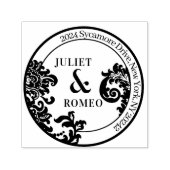 Modernes Schwarz-Weiß-Damast Hochzeitscouch Permastempel (Design)