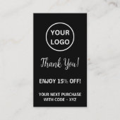 Modernes Schwarz-weiß Dankeschön Firmenlogo Rabattkarte (Vorderseite)