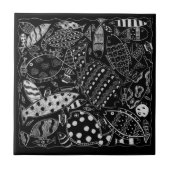 Modernes Schwarz-Weiß-Dekorationsmuster Fliese (Vorderseite)