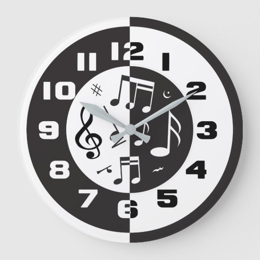 Modernes Schwarz-Weiß-Design Große Wanduhr (Vorderseite)