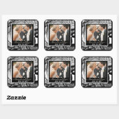 Modernes Schwarz-Weiß-Design mit Foto Quadratischer Aufkleber (Blatt)