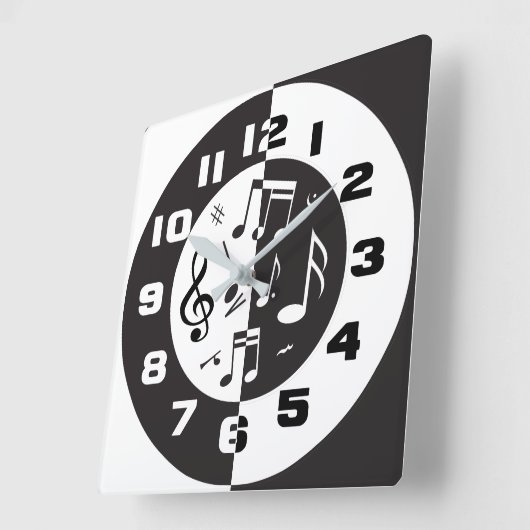 Modernes Schwarz-Weiß-Design Quadratische Wanduhr (Winkel)