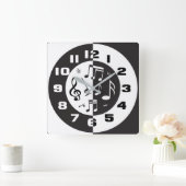 Modernes Schwarz-Weiß-Design Quadratische Wanduhr (Zuhause)