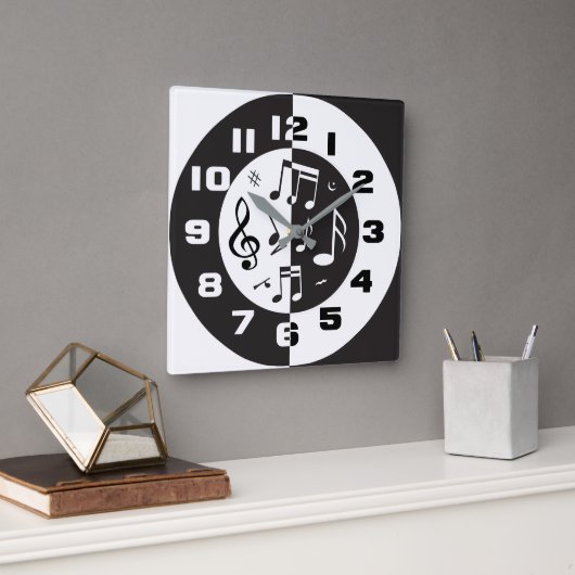 Modernes Schwarz-Weiß-Design Quadratische Wanduhr (Büro)