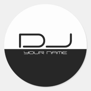 Modernes Schwarz-Weiß-DJ-Sticker Runder Aufkleber