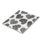 Modernes Schwarz-Weiß-Doodle-Herz-Muster Fliese (Seite)