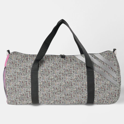 Modernes Schwarz-Weiß Duffle Bag (Rückseite)