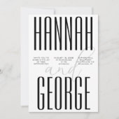 Modernes Schwarz & Weiß, einfacher QR-Code Hochzei Einladung (Vorderseite)