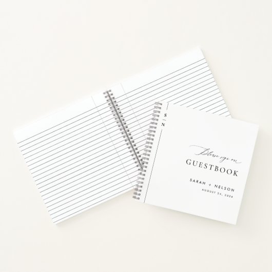 Modernes Schwarz & Weiß einzigartiges Gästebuch Notizblock (Innenseite)