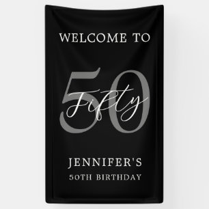 Modernes Schwarz-Weiß-Elegant 50. Geburtstag Banner