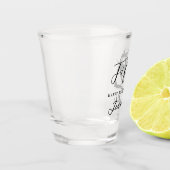 Modernes Schwarz-Weiß-Elegant 50. Geburtstag Schnapsglas (Links)