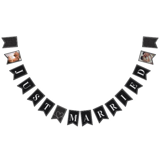 Modernes Schwarz-Weiß-Elegant nur verheiratet Wimpelkette (Alle)