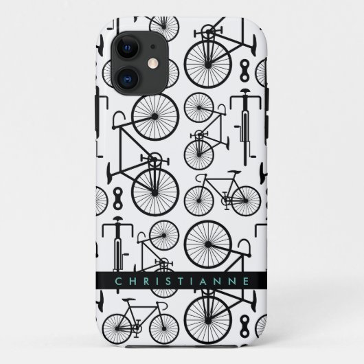 Modernes Schwarz-Weiß-Fahrradmuster Case-Mate iPhone Hülle (Rückseite)